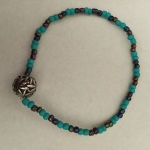 Dragonfly silver plated beaded dainty anklet